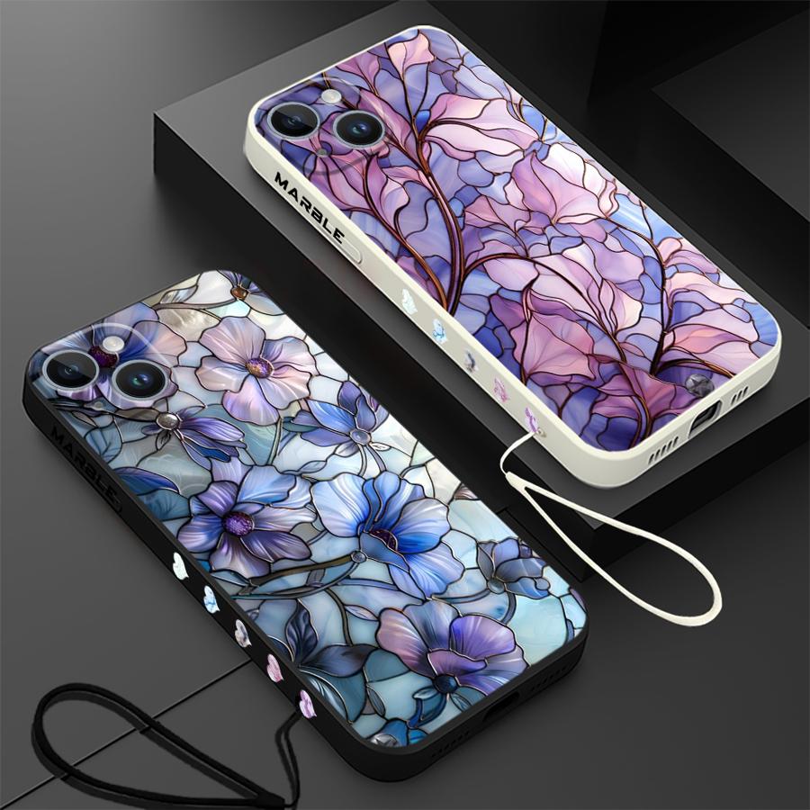 Lanyard Anime Logo - ดอกไม้หินอ่อนเคสโทรศัพท์สําหรับiPhone 11 12 13 14 15