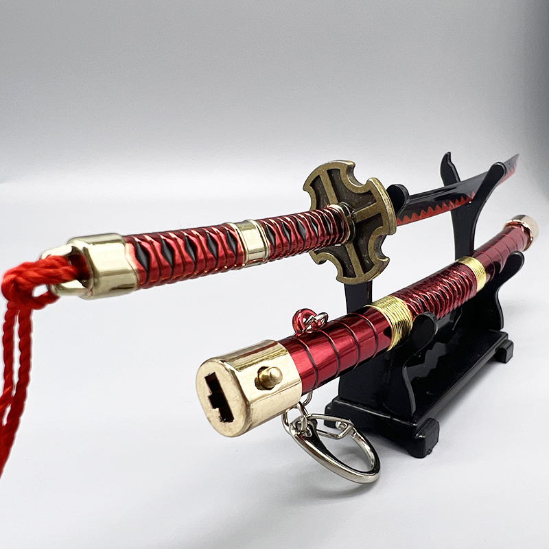 Anime Merchandise Katana - 23ซม.Sandai Kitetsu Roronoa Zoro OPอะนิเมะสินค้าโลหะKatanaพร้อมปุ่มพวงกุญแจบ้านเครื่องประดับ1:6อุปกรณ์ของขวัญของเล่น