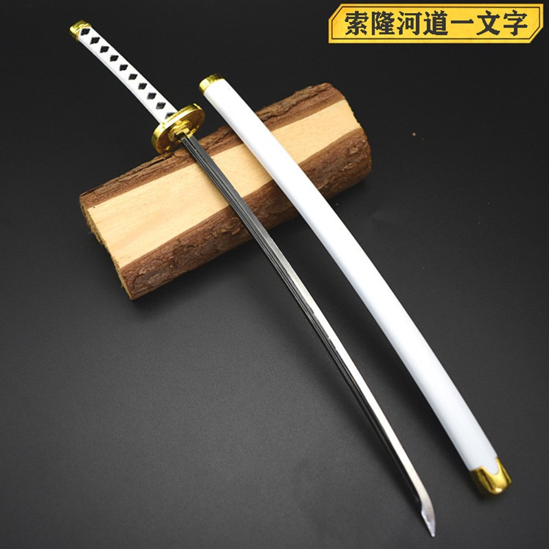 Anime Merchandise Katana - Wado Ichimonji ขนาด26ซม., 1:6อะนิเมะพร้อมกระดุมยี่ห้อ Roronoa Zoro
