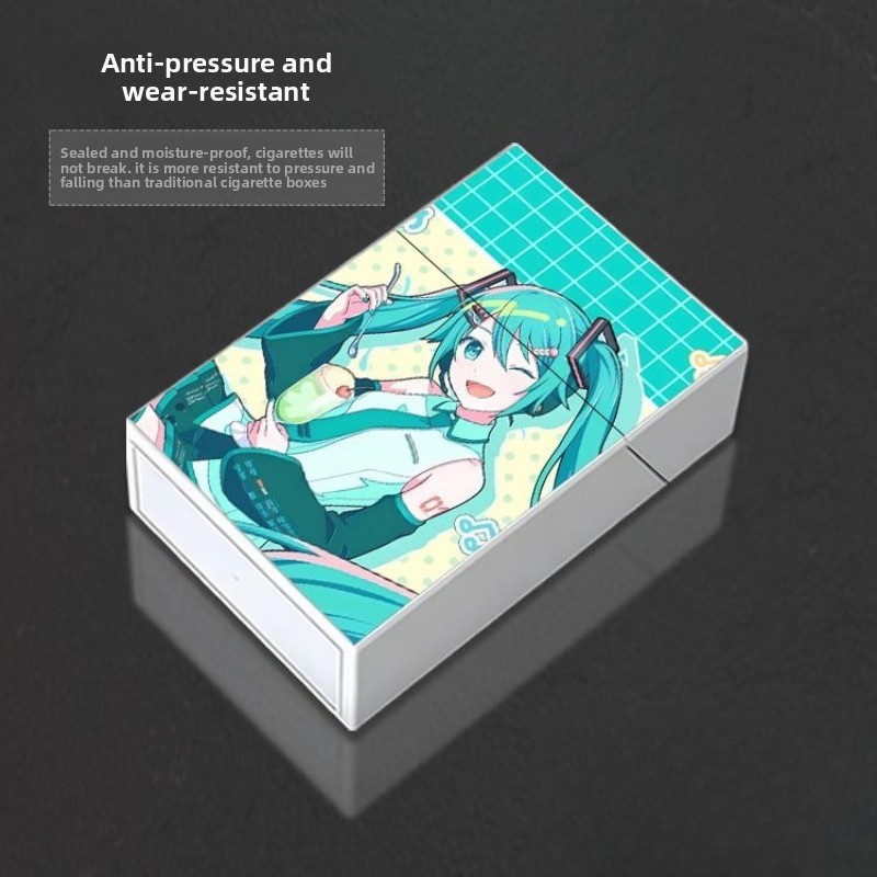 Manga Storage Box - กล่องบุหรี่พลาสติกหนา ลายฮัตสึเนะ มิกุ สไตล์อนิเมะน่ารัก ขนาดเล็ก พกพาสะดวก